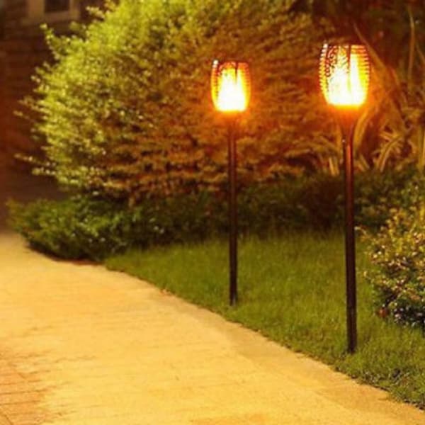 12x 12LED Solar Power Torch Light Flickering Flame Garden Waterproof Lamp