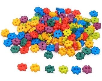 200 piezas Tiny Flower Buttons 4 mm Mix Color brillante para traje de muñeca / artesanía de costura