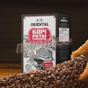 2 Boxes of Oriental White Coffee Instant Premix No Sugar Added 32G X 10 Sachets