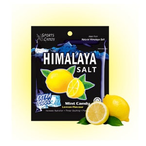 4 boîtes de 12 paquets de bonbons sportifs à la menthe et au sel de l'Himalaya, citron et sel