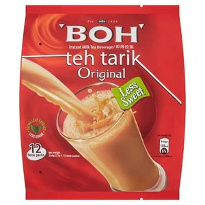BOH Plantation TEH TARIK Less Sweet 12 Packet 27g each Malaysia Tea