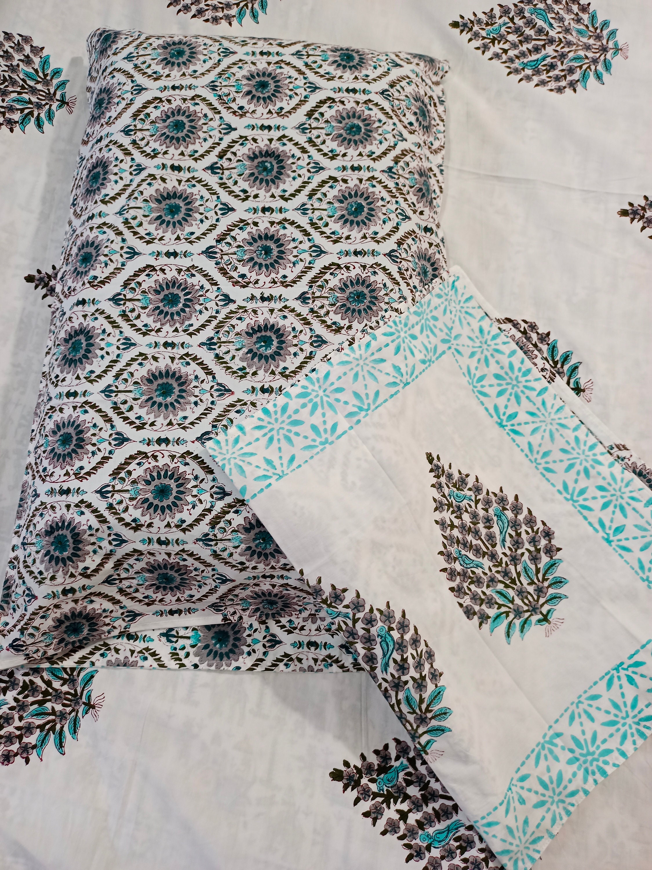 Cotton Hand Block Print Bedsheet Bed Cover bird Print Etsy