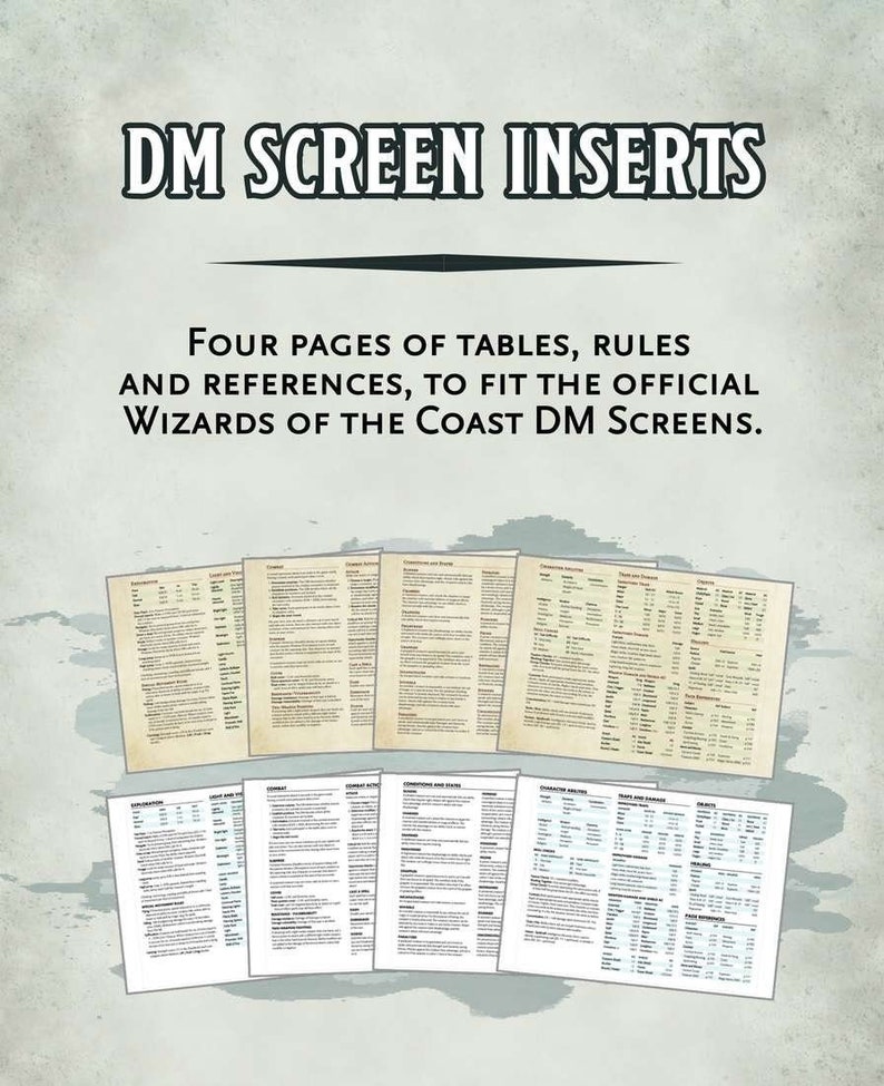 Better DM Screen Inserts Dungeons & Dragons Supplement Etsy Australia