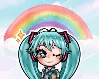 Vocaloid | Miku Hatsune | Idole virtuelle | Autocollants kawaii | Sticker pour ordinateur portable | Stickers vinyles brillants