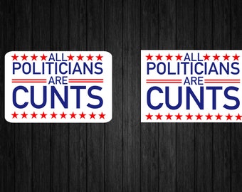 All Politicians are Cunts Permanent Vinyl Waterproof Sticker // Feminist // Political