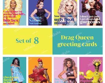 Set of 8 Drag Queen Greetings Cards