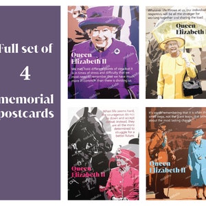 Ensemble de cartes postales commémoratives de la reine Elizabeth II