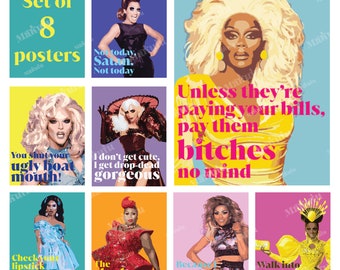 Set of 8 A3 Drag Queen Posters