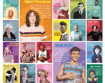 Inspiring empowering LGBTQIA+ quote postcards pride month postcards gay lesbian bi & trans LGBT figures quotes