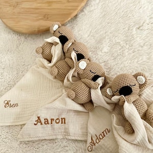 Doudou lange doudou flat personalized baby first name double cotton gauze doudou koala personalized handmade plush customization