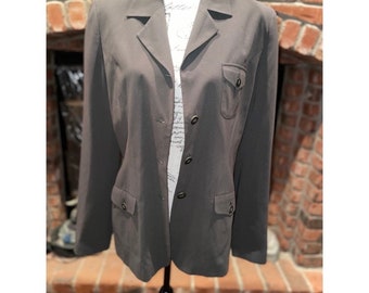 Women’s olive green long sleeve collared blazer jacket Size 12