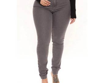 Fashion Nova Women High Rise Skinny Jeans Gray Stretch Denim Size 3