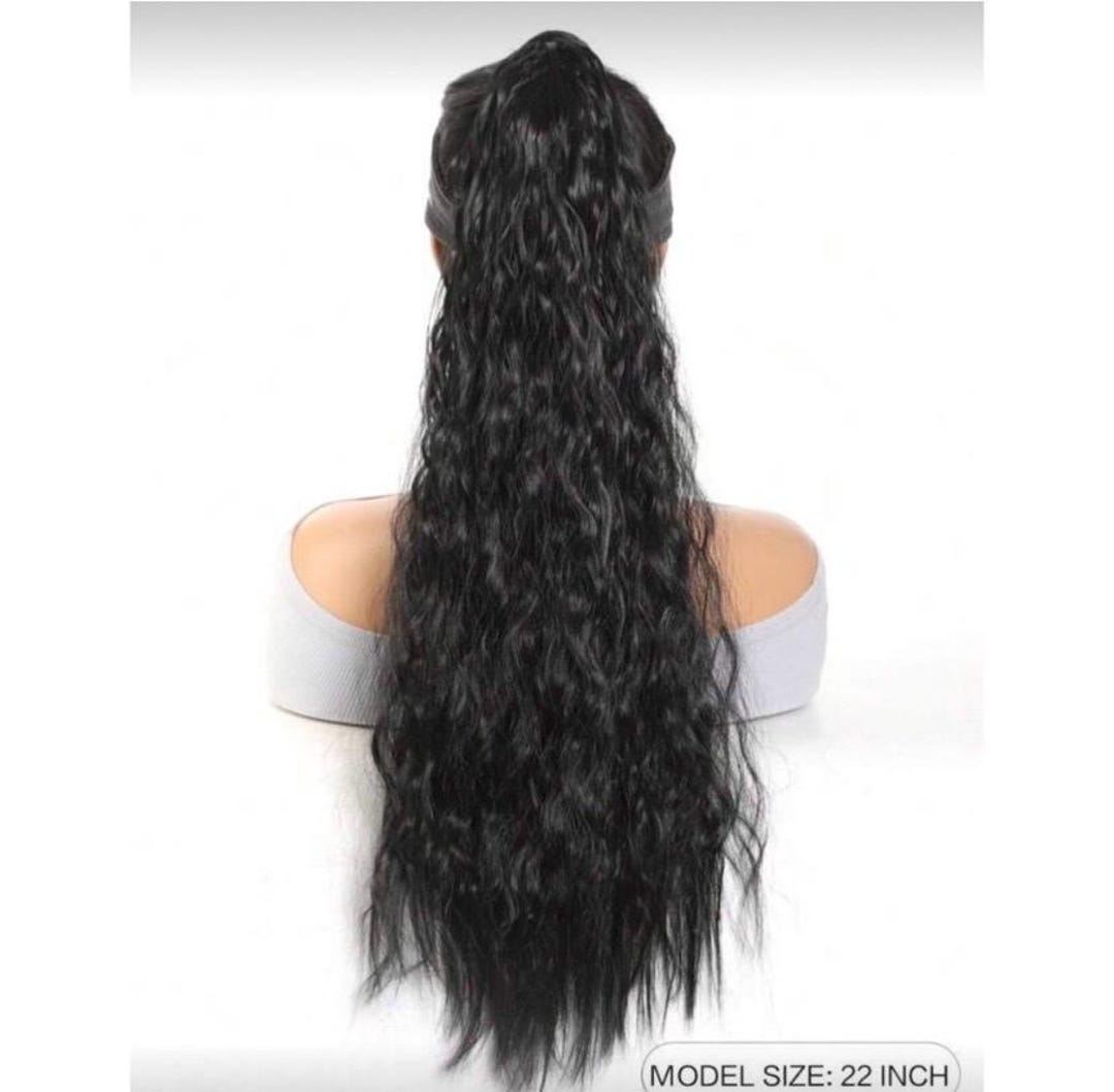 Women 22 Inches Black Ponytail Hair Extension Hair Piece Synthetic ...