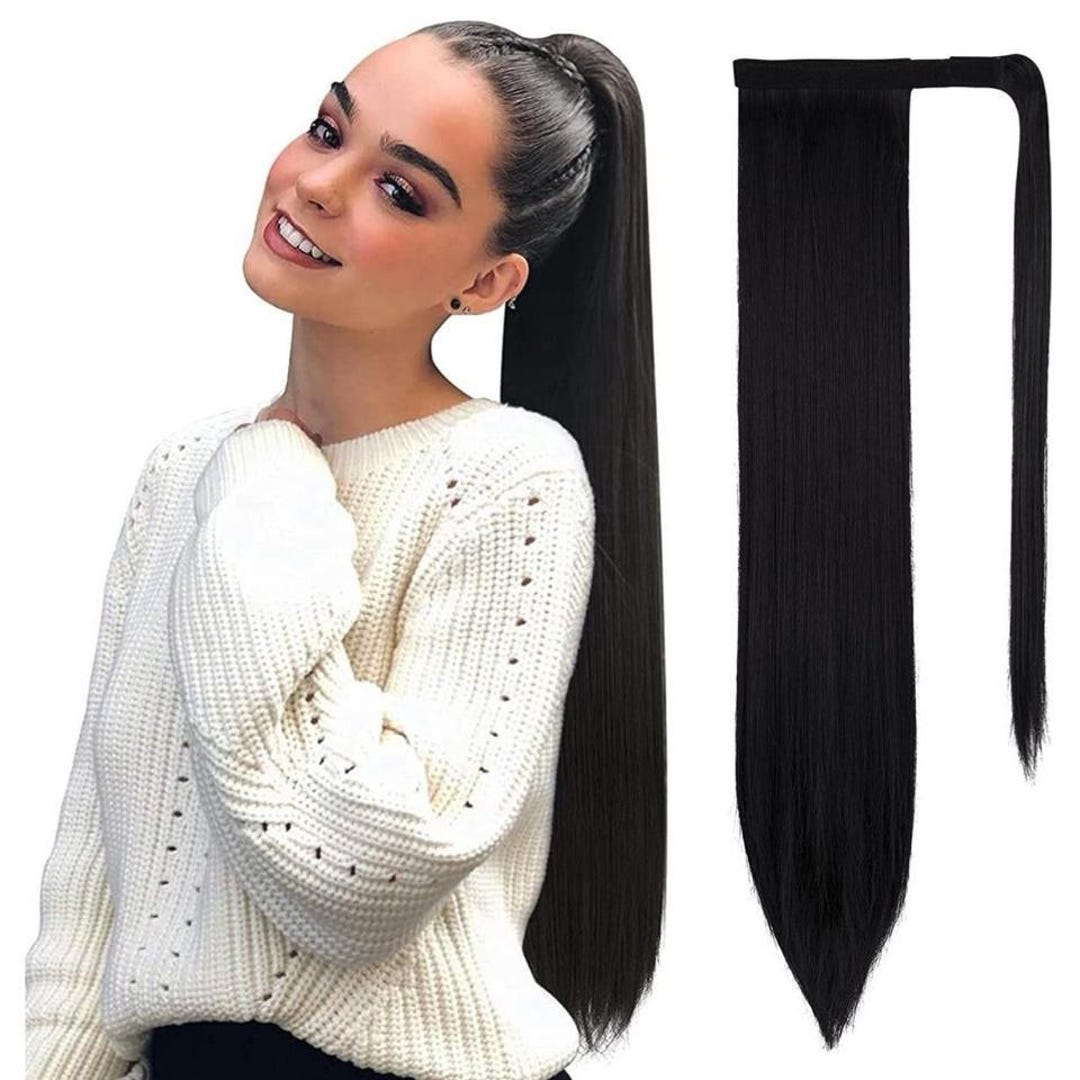 28 Inch Straight Wrap Ponytail Extension, Silky Clip-in Hairpiece - Etsy