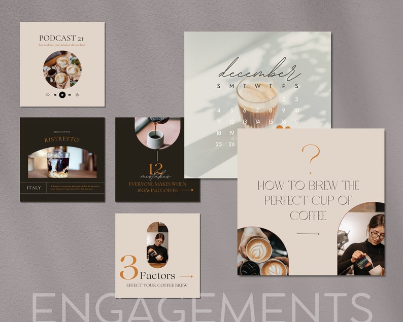May include: A collage of images related to coffee brewing. The images include a podcast logo, a calendar for December, a coffee cup, a coffee brewing guide, and a coffee brewing infographic. The text in the images includes "Podcast 21", "December", "How to Brew the Perfect Cup of Coffee", "12 Mistakes Everyone Makes When Brewing Coffee", and "3 Factors Effect Your Coffee Brew".