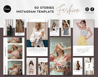 May include: A collection of 50 Instagram story templates for fashion brands. The templates feature a variety of styles, including minimalist, modern, and trendy. The templates are perfect for promoting new arrivals, sales, and events. The templates are also great for sharing behind-the-scenes content and connecting with your followers.