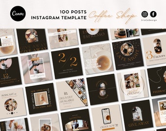 Kafé, Kaffebar, Café Instagram-mall: 100+ redigerbara Canva-inlägg