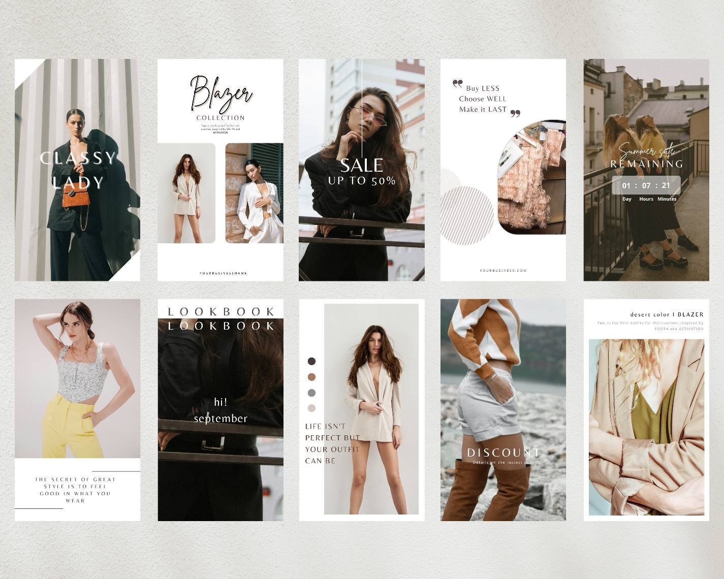 50 Instagram Template Fashion Stories for Aesthetic Brands | Etsy