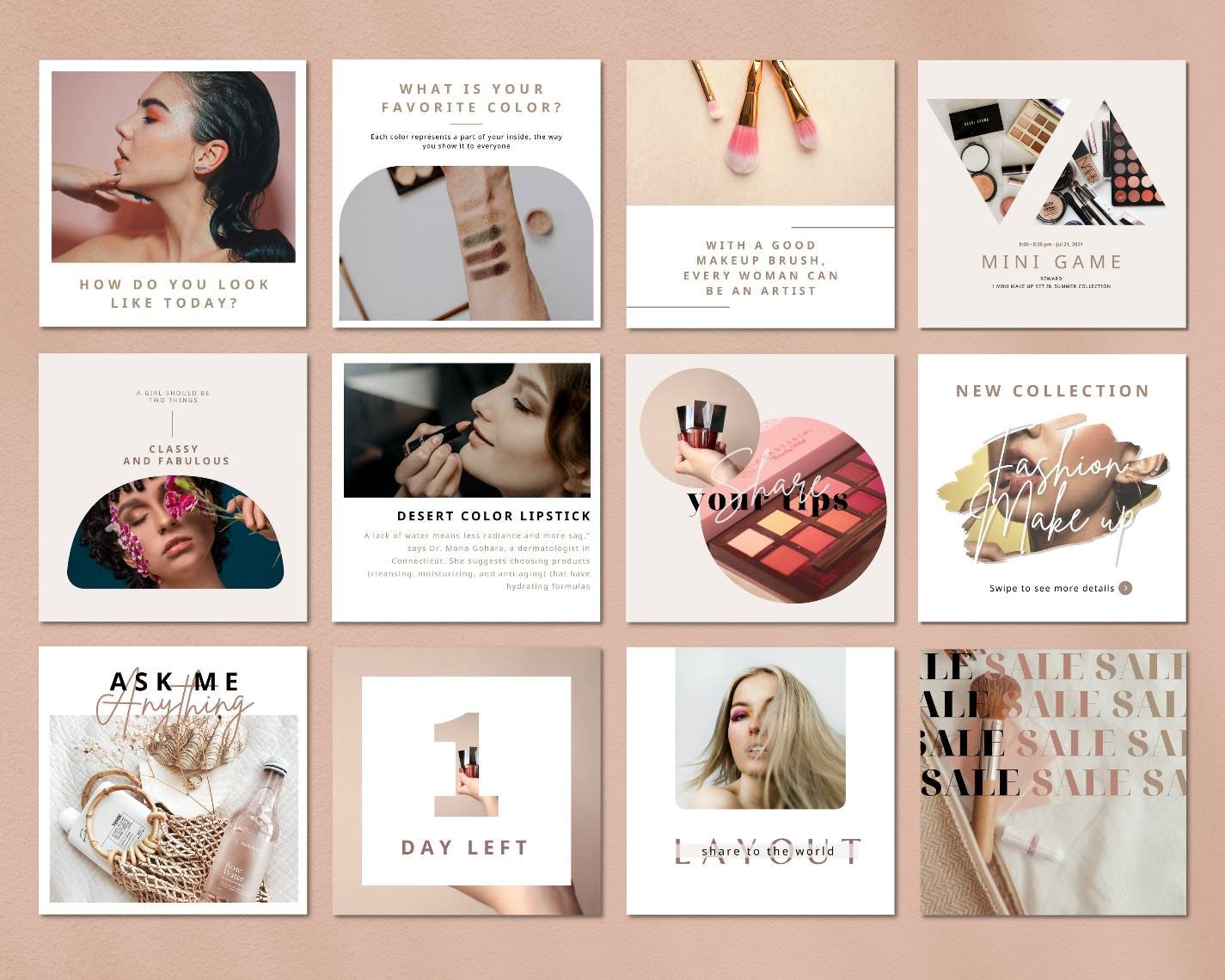 50 Makeup Instagram Templates Social Media Kit for Aesthetic Etsy