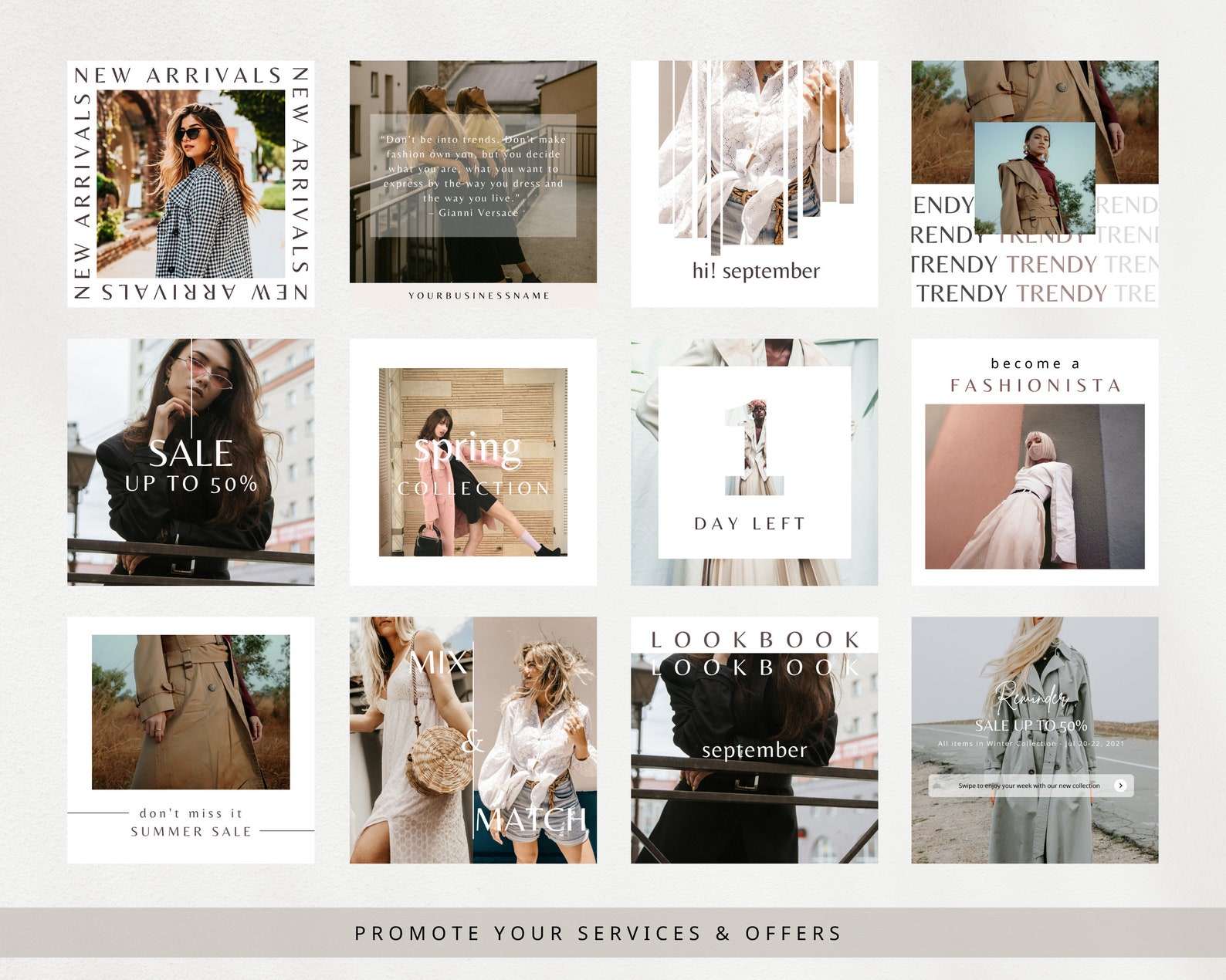 50 Instagram Templates Neutral Template for Aesthetic | Etsy