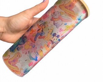 Magical collage -25 oz Glass Tumbler with Bamboo Lid