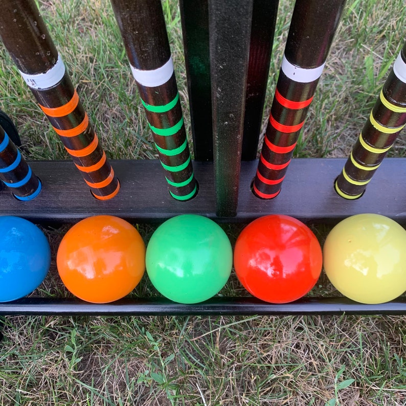 Vintage Croquet Set With Wheeled Cart Skowhegan Never Used Etsy