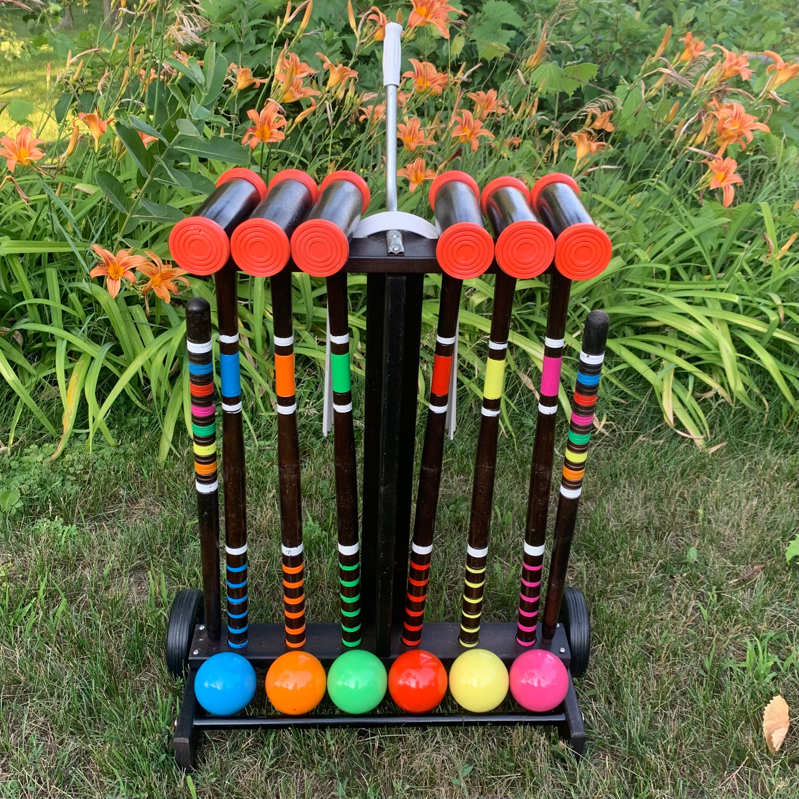 Vintage Croquet Set With Wheeled Cart Skowhegan Never Used Etsy