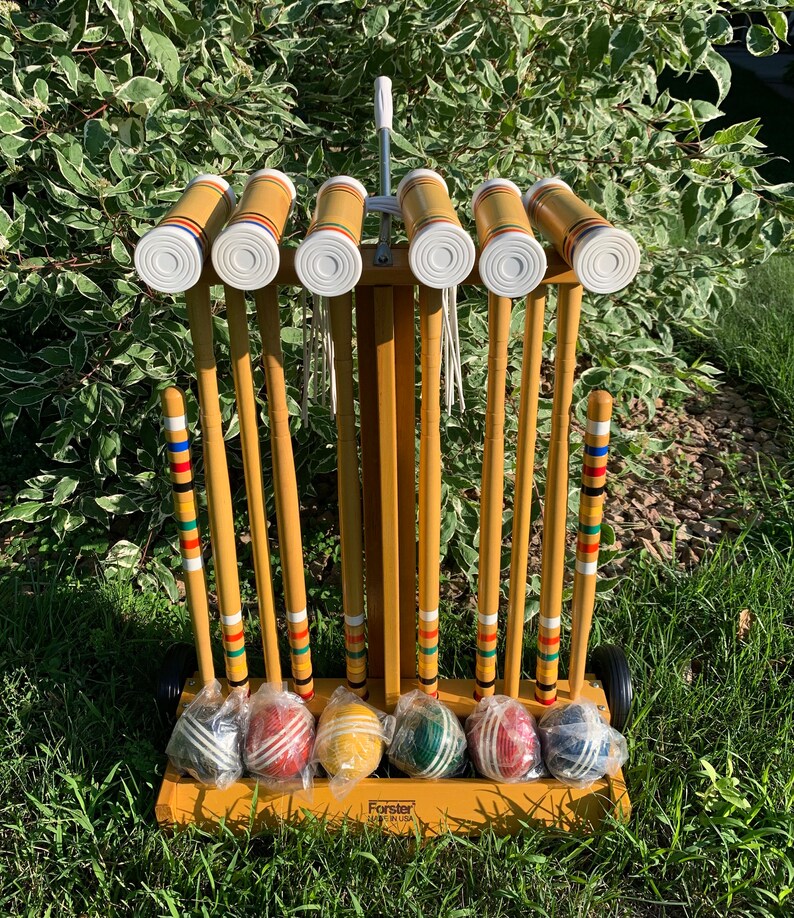 Vintage Forster Croquet Set 6 Player Wheeled Cart New Old Stock Etsy