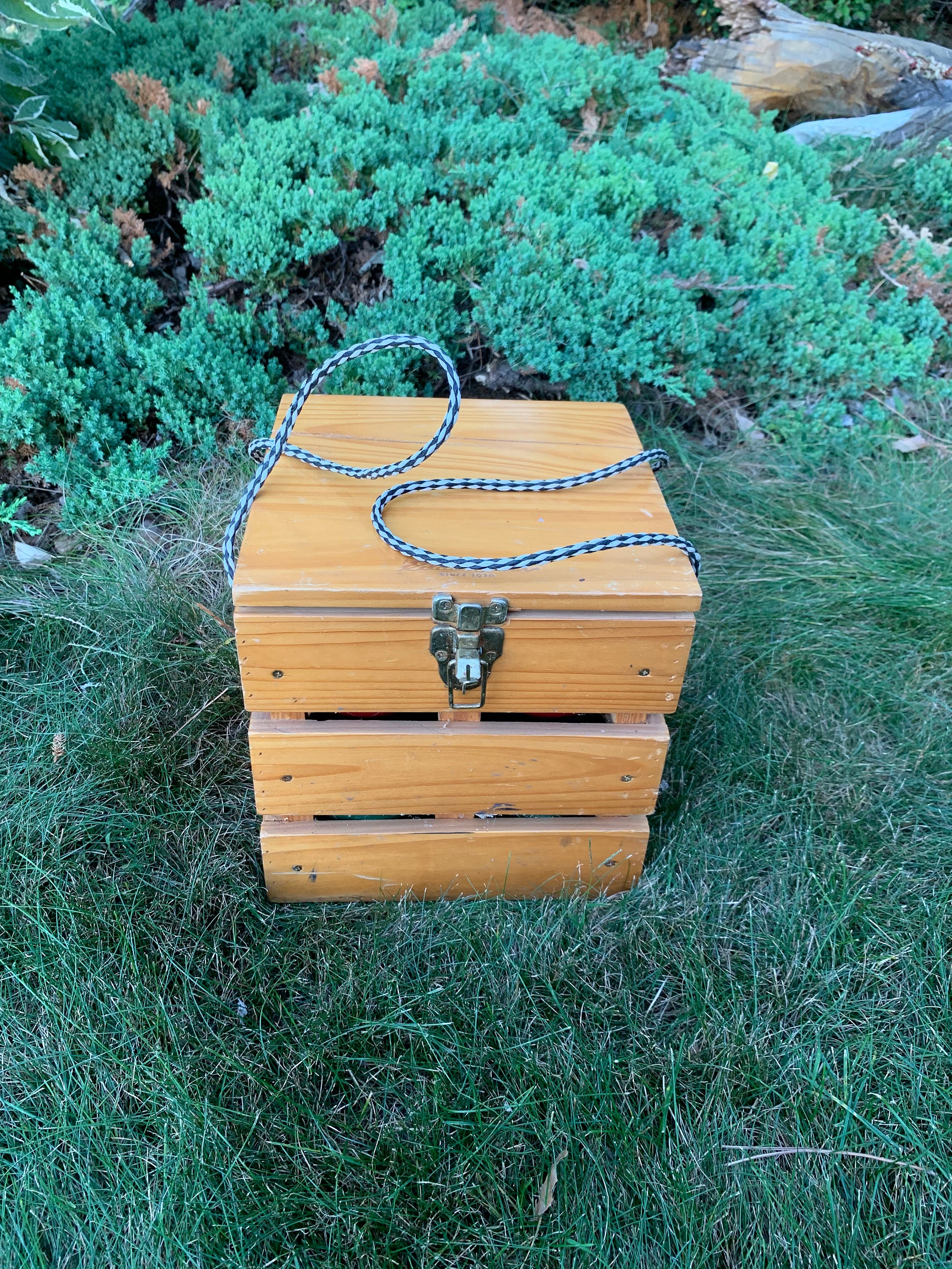 Vintage Eddie Bauer Bocce Ball Set With Wood Crate Carrying Etsy