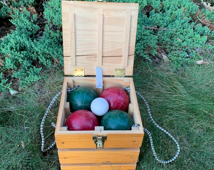 Vintage Eddie Bauer Bocce Ball Set With Wood Crate Carrying Box Etsy