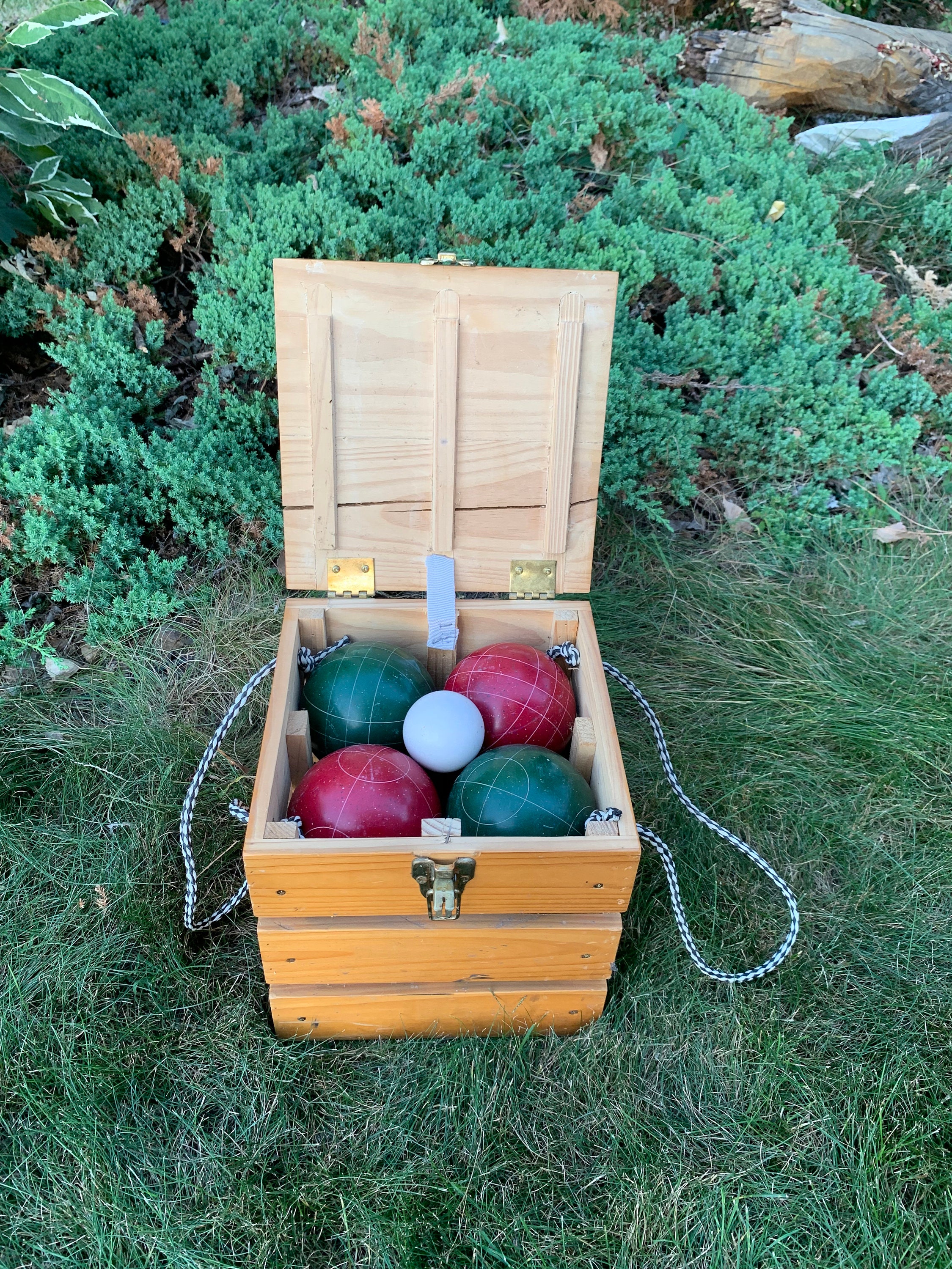 Vintage 9 Piece Bocce Ball Set Lawn Bowling