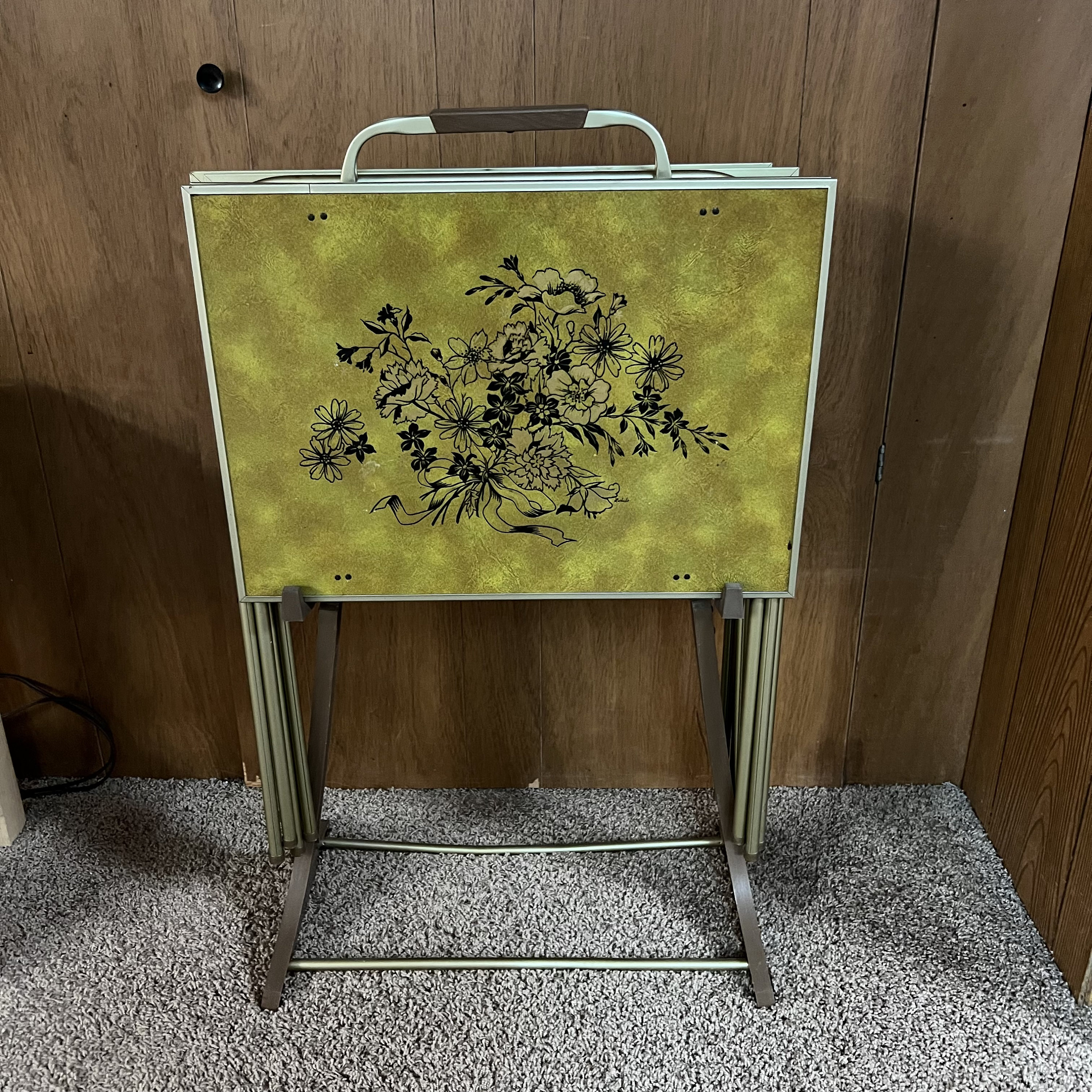 Vintage TV Trays With Stand Mid Century Modern Etsy