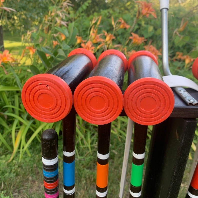 Vintage Croquet Set With Wheeled Cart Skowhegan Never Used Etsy