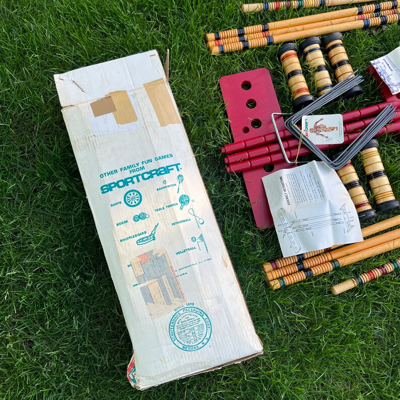 Lot De 6 Boules De Croquet Rayées Vintage Sportcraft - Rechange Pour Jeu Ancien