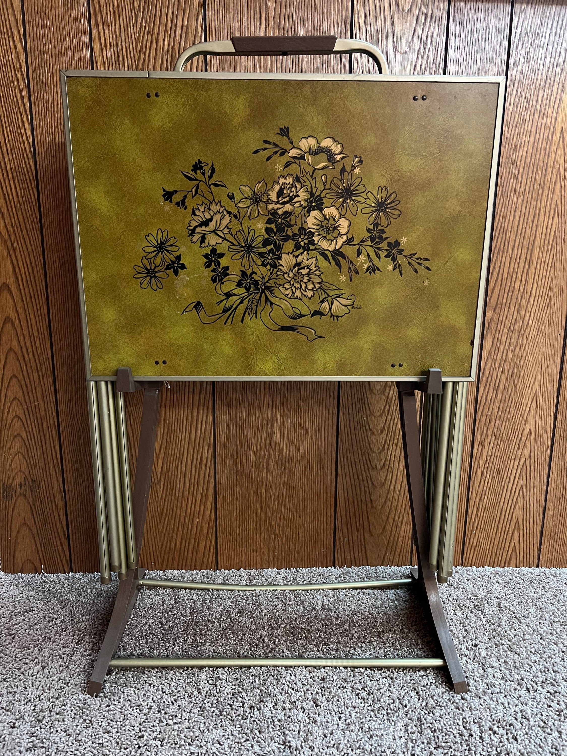 Vintage TV Trays With Stand Mid Century Modern Etsy