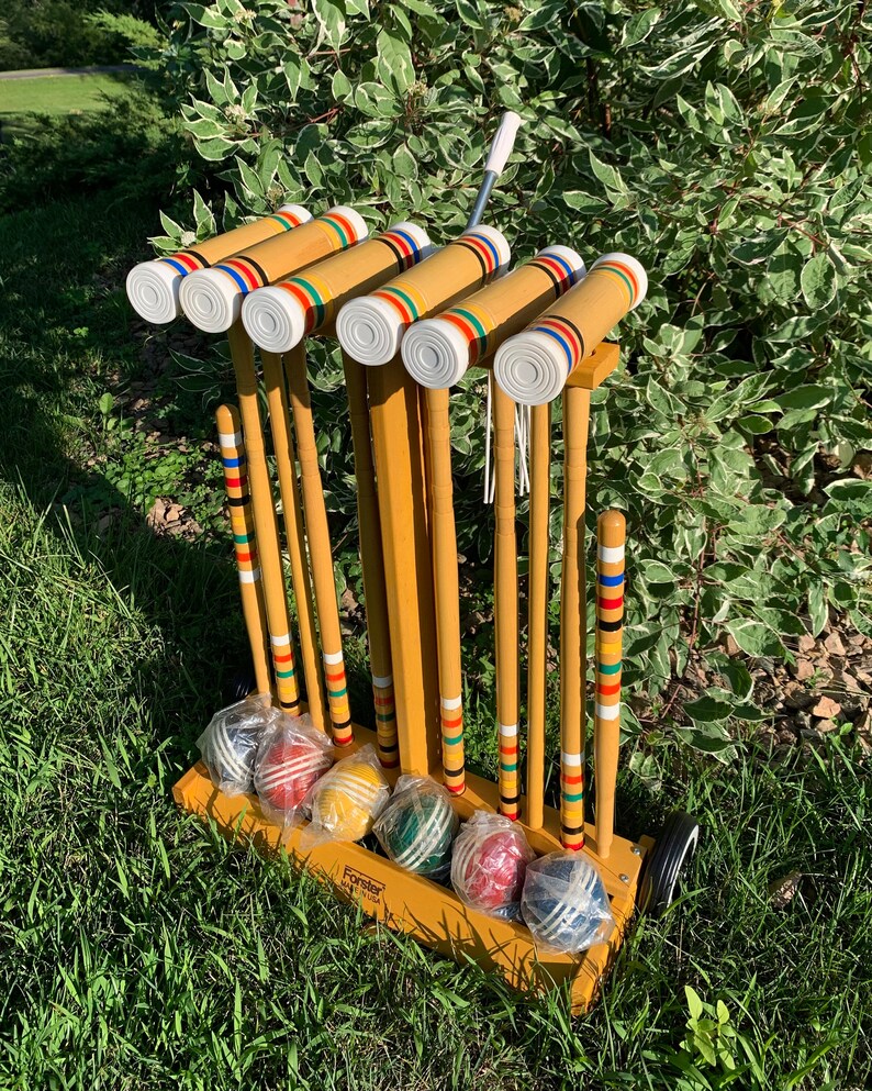 Vintage Forster Croquet Set 6 Player Wheeled Cart New Old Stock Etsy
