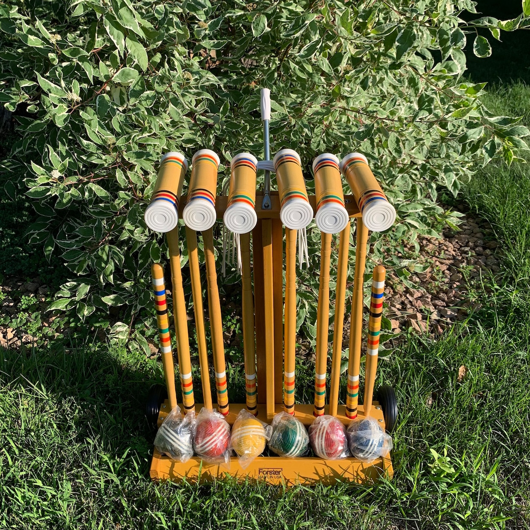 Vintage Forster Croquet Set 6 Player Wheeled Cart New Old Stock Etsy
