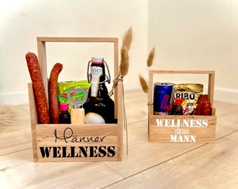 Wellness für Männer,Körbchen aus Klötzchen, Männergeschenk, Grillmeister, Geburtstag, Jubiläum ,Holzkorb, Präsentkorb, Geschenkidee