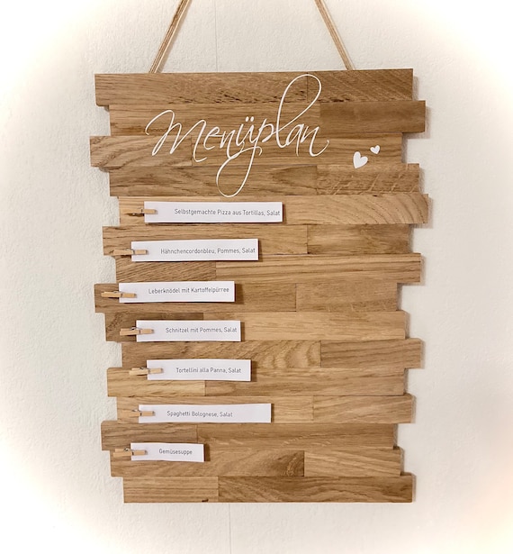 Menüplan aus Holz, Essensplan, Wochenplan,Speiseplan, Küchendeko,Klötzchen,