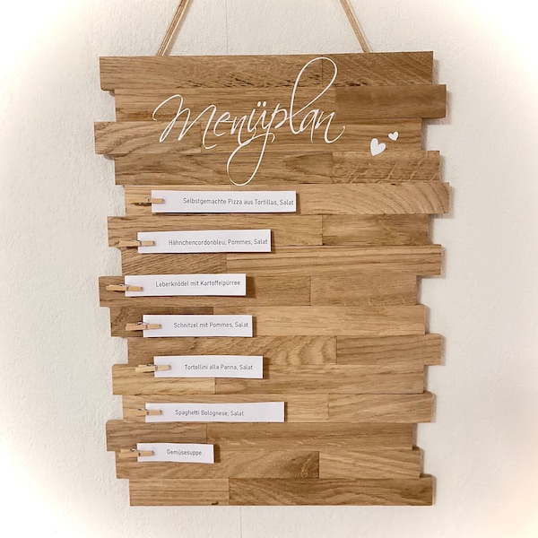 Menüplan aus Holz, Essensplan, Wochenplan,Speiseplan, Küchendeko,Klötzchen,