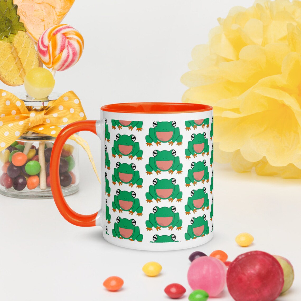 Frog coffee mug with interior colors Etsy
