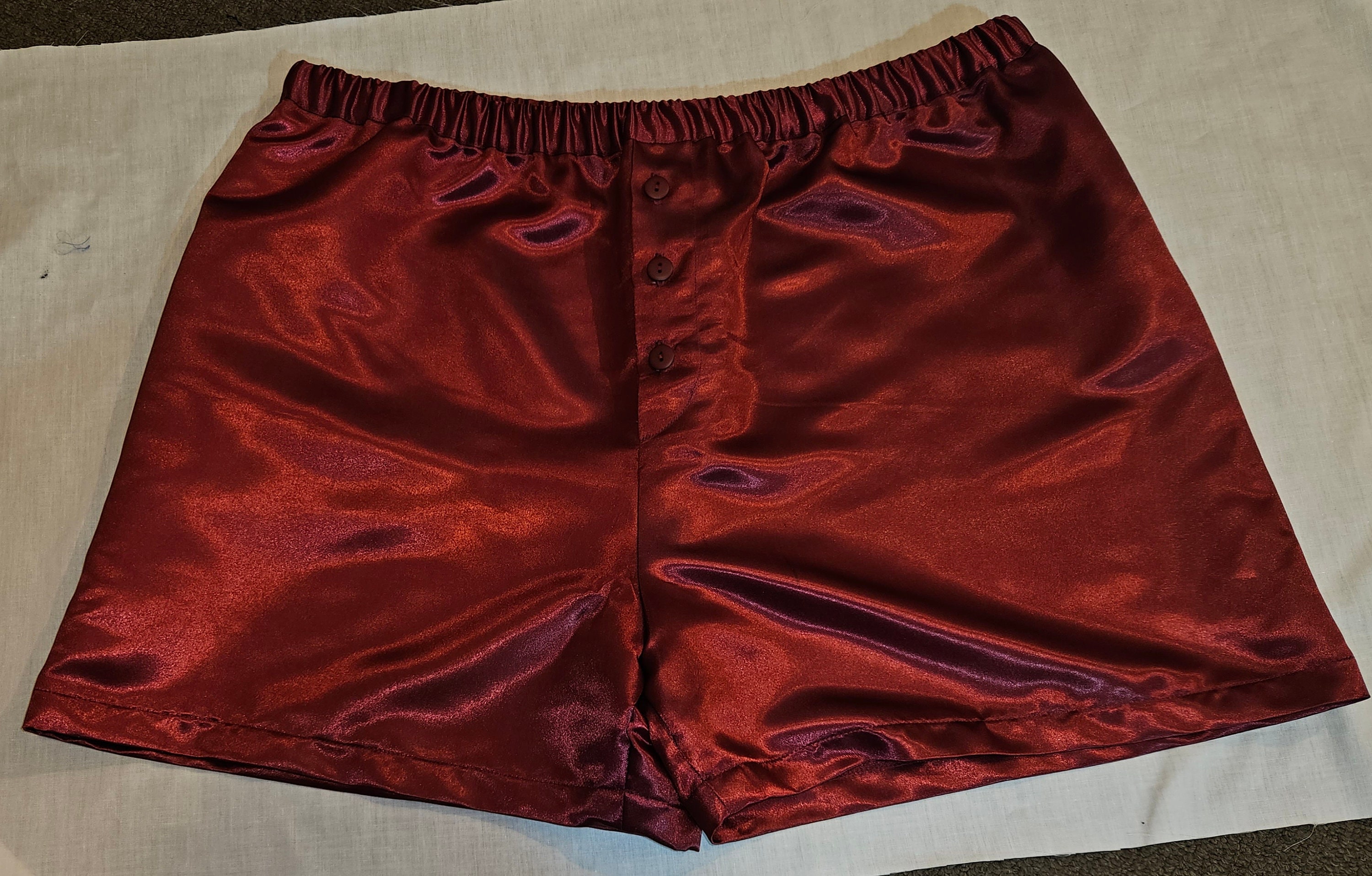 Red satin boxer shorts deals