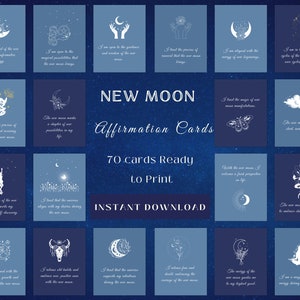 Neumond Affirmationskarten 2023 zum Ausdrucken - Manifest Positivity and Lunar Energy