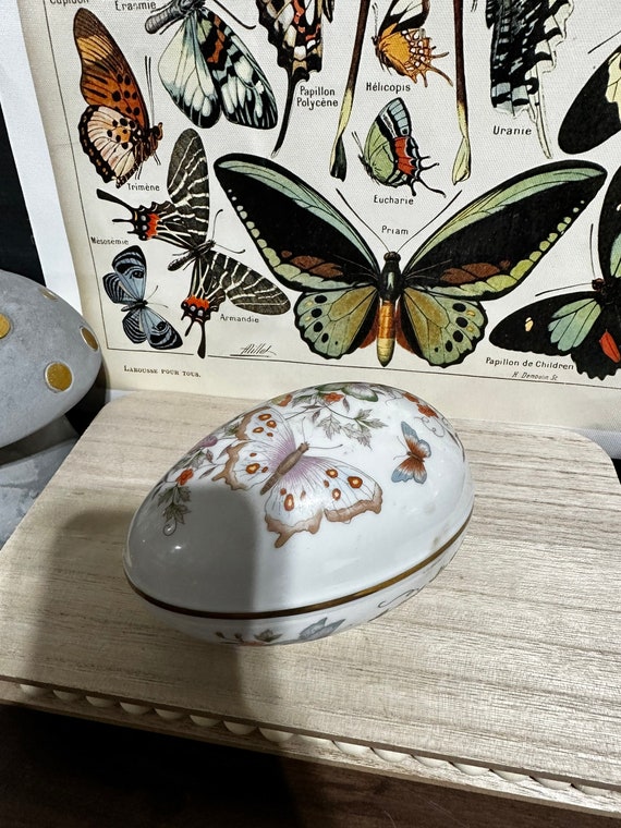 1979 Avon Butterfly Egg Trinket Box Made in Japan - image 1