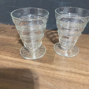 Small Glasses Anchor Hocking Banded Design Vintage Set of 2
