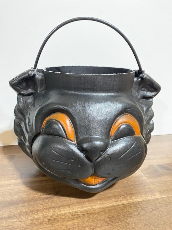 Vintage Black Cat Blow Mold Halloween Trick or Treat Bucket Etsy