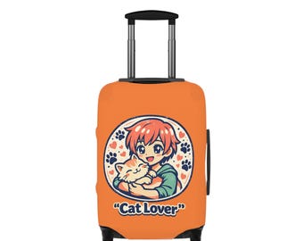 Katzenliebhaber Anime Illustration Gepäckabdeckung | Niedliche Katzenpfote Abdruck auf Reisen