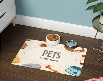 Pets Must Have-voermat voor huisdieren 12 x 18, vloermat met schattige dierenbenodigdheden