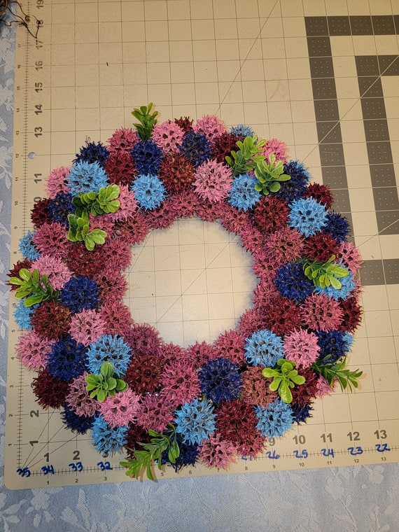 Decorative 13 Inch Sweet Gum-ball Wreath With Greenery - Etsy