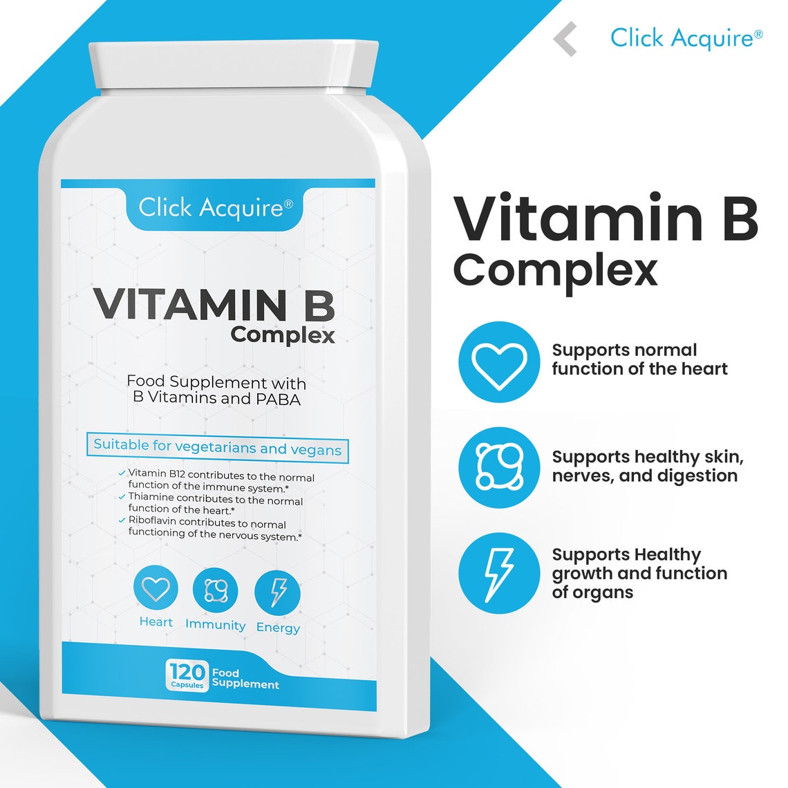 Click Acquire Vitamin B Complex Daily 120 Capsules 8 Etsy